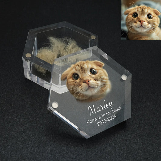 Personalized Keepsake Box with Photo Customized Pet Hair Box Dog and Cat Fur Memorial Box Custom Gifts for Pet Lovers Friends