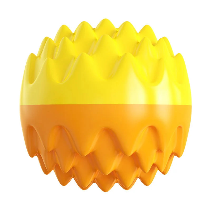 Pet toy ball chews, cleans teeth, is resistant to biting, cat toy chews, emits sound, elastic dog toy ball