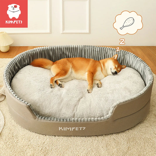 Large Kimpets Washable Dog Pet Bed Accessorised with a Removable Thickening Waterproof Square Plush Kennel mat.