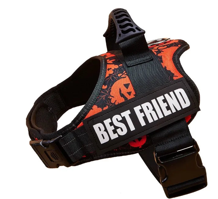 New Dog Harness High Quality Nylon Adjustable Custom ID Dog Name Small Large Dog Vest Harness Halloween Dog Supplies