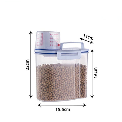 Dog Cat Food Container Sealed Plastic Storage Tank Moisture-proof Sealed Cans Transparent Bottles And Jars Pet  Accessories
