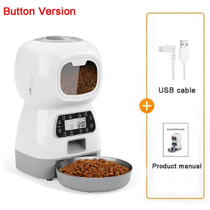 Smart Automatic Pet Feeder With Stainless Steel Bowl For Cat Dog Timing Dry Food Dispenser 3.5L Large Capacity Auto Feeding Bowl