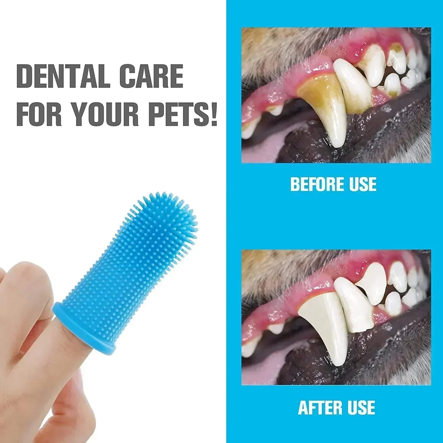 3PCS Pet Finger Toothbrush Teeth Cleaning Products for Cats and Dogs Nontoxic Silicone Bristles Oral Cleaning Toothbrushes