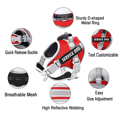 Personalised Big Dog Harness With Rubber Handle Adjustable K9 Dog Vest Service Dog Harness for Large Dog Walking Dog Accessories