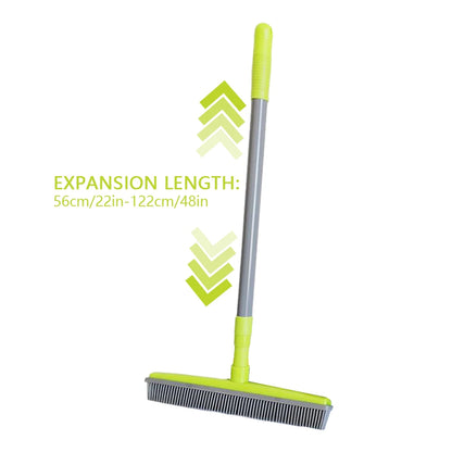 Long Handle Rubber Brooms 56-120cm Telescopic Pole Adjustables Household Cleaning Brush For Pet Hair Fur Remover Broom