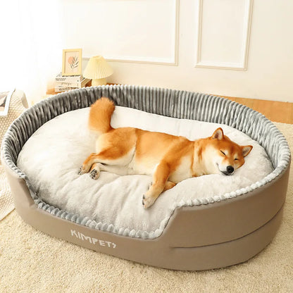 Large Kimpets Washable Dog Pet Bed Accessorised with a Removable Thickening Waterproof Square Plush Kennel mat.