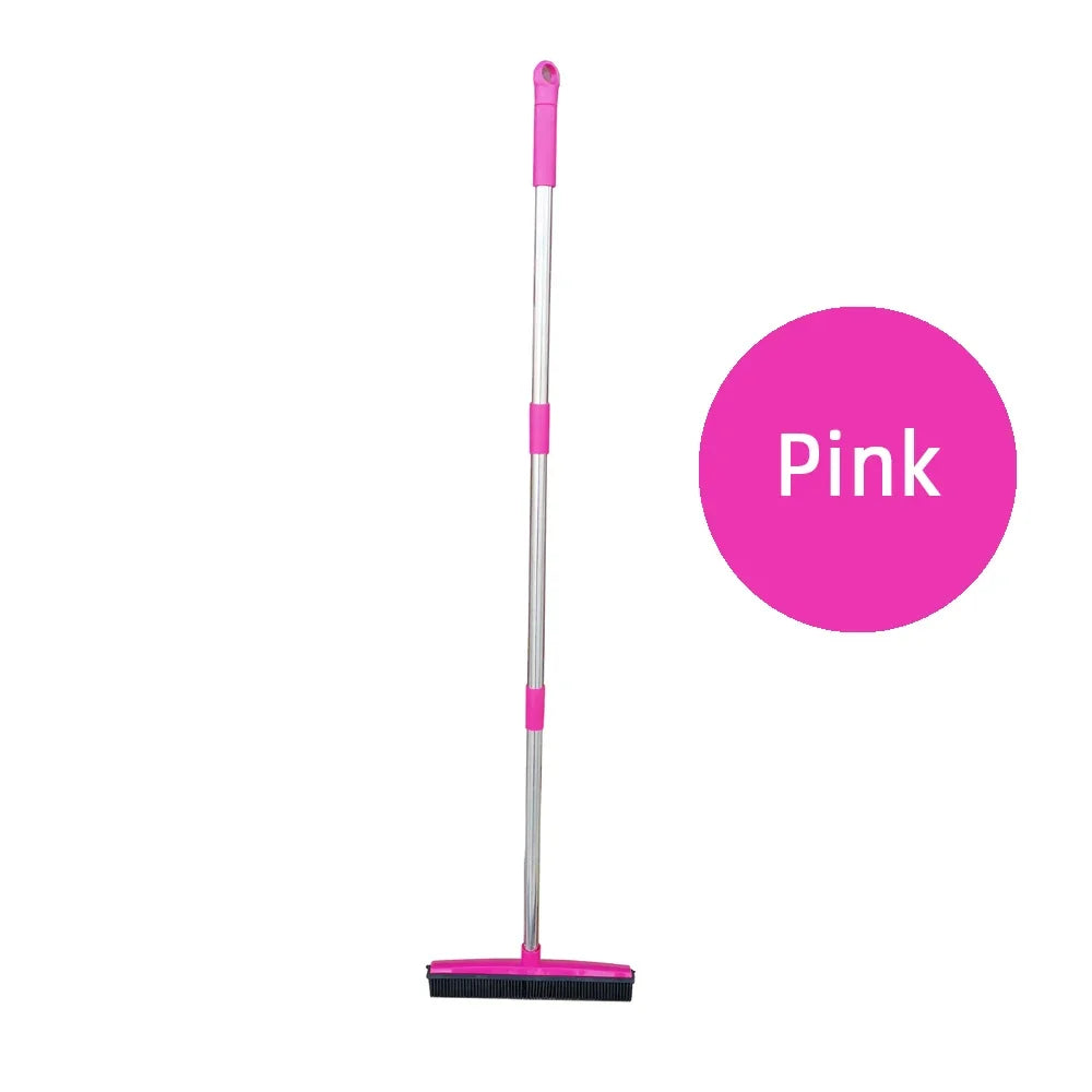 Pet Hair Removal Rubber Broom & Floor Brush with Built-in Squeegee - Ultimate Dog Hair Remover for Carpet, Hardwood, and Tile Floors