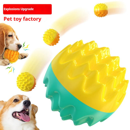 Pet toy ball chews, cleans teeth, is resistant to biting, cat toy chews, emits sound, elastic dog toy ball