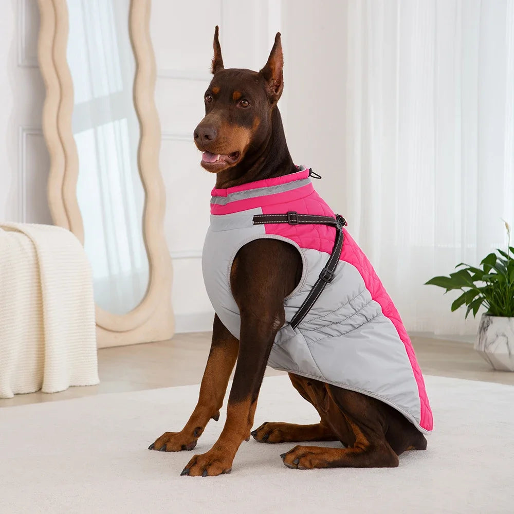 Waterproof Pet Jacket With Harness Winter Warm Dog Clothes for Small Large Dogs Labrador Coat Chihuahua French Bulldog Outfits