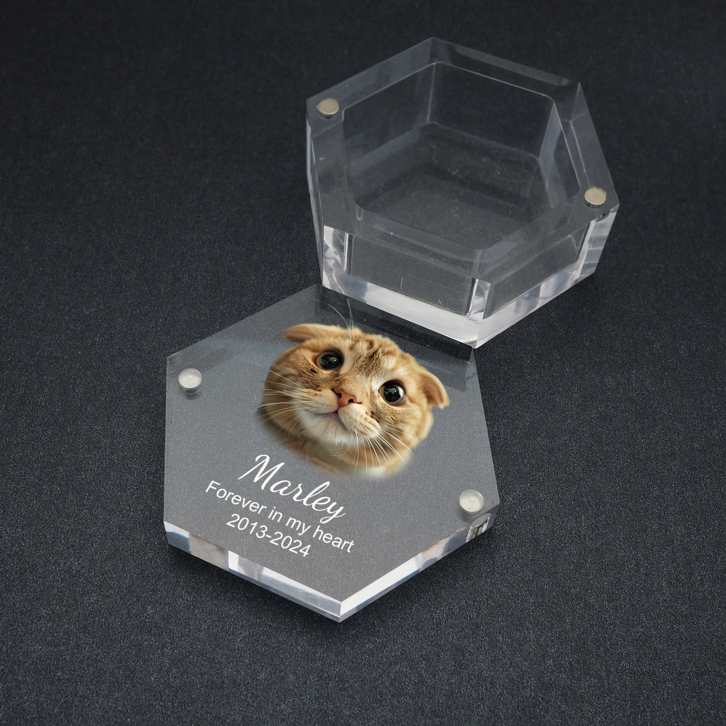 Personalized Keepsake Box with Photo Customized Pet Hair Box Dog and Cat Fur Memorial Box Custom Gifts for Pet Lovers Friends