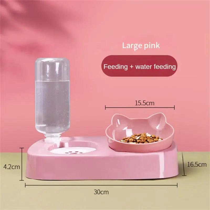 Pet Cat Bowl Automatic Feeder 3-in-1 Dog Cat Food Bowl With Water Fountain Double Bowl Drinking Raised Stand Dish Bowls For Cats