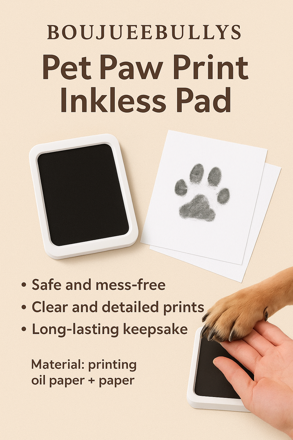 BoujueeBullys Inkless Paw Print Keepsake Pad – Safe, Mess-Free Way to Capture Your Pet’s Precious Prints